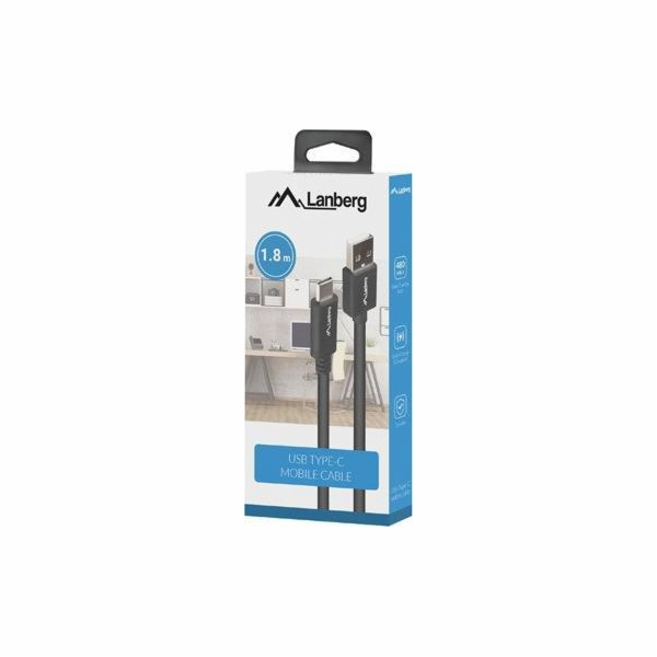 USB-C(M)->USB-A(M) 2.0 kabel 1,8m černý BOX QC 3.0