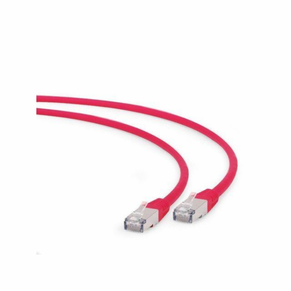 Gembird patch kabel S/FTP Cat. 6A LSZH, 0.5 m, červený