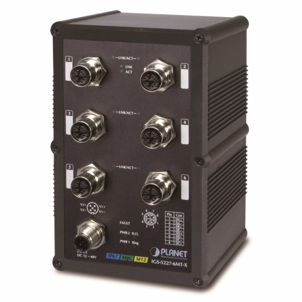 Planet IGS-5227-6MT-X vodotěsný průmyslový L3 switch, 6x1...