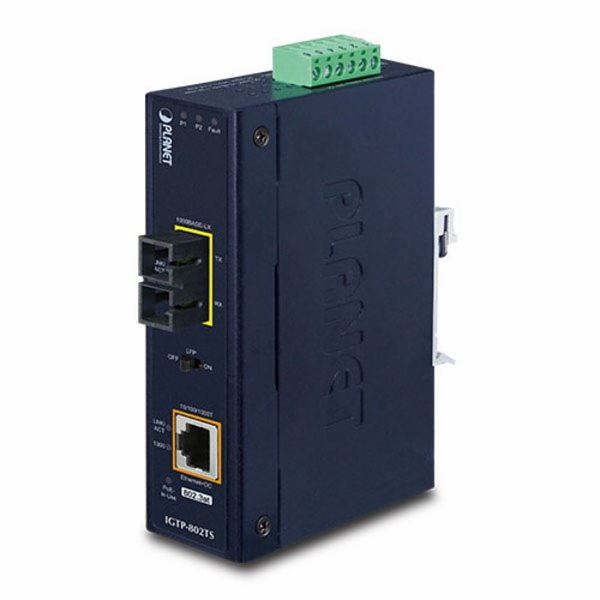 Planet IGTP-802TS konvertor RJ45/SC, 1Gbps, PoE injektor ...