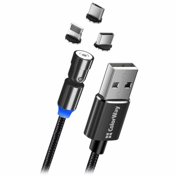 Colorway Nabíjecí Kabel 3v1 Lightning+MicroUSB+USB-C/ Mag...