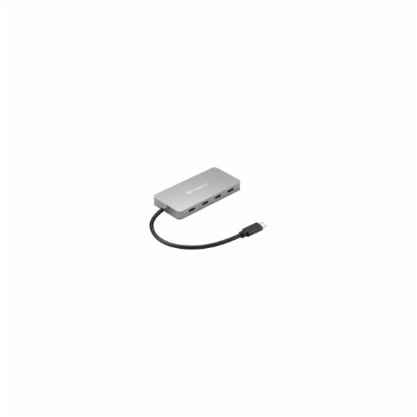 Sandberg USB-C HUB, porty 4x USB-C 3.0, stříbrný