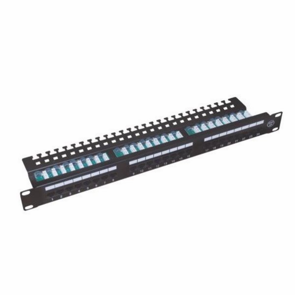 XtendLan Patch panel 19", 24 portů, C5E, vyvazovací úchyt...