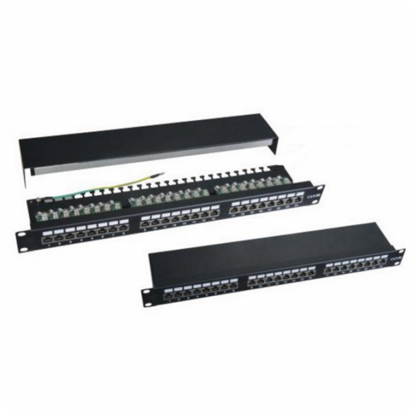 XtendLan Patch panel 19", 24 portů, stíněný, C5E,vyvazová...
