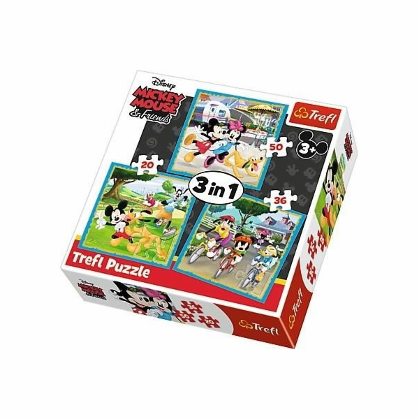 Puzzle 3v1 Mickey Mouse - S přáteli