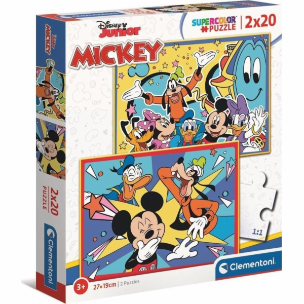 Puzzle 2 x 20 dílků Super Color Mickey