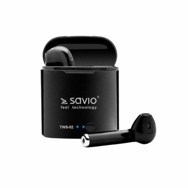 SAVIO TWS-02 Bezdrátová sluchátka Bluetooth, černá