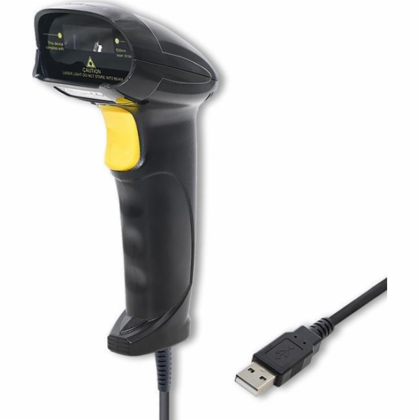 Qoltec 50876 Laserový skener 1D | USB | Černá