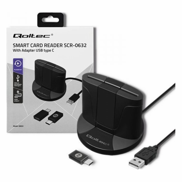 Qoltec 50632 Intelligent Smart ID chip card reader SCR-06...