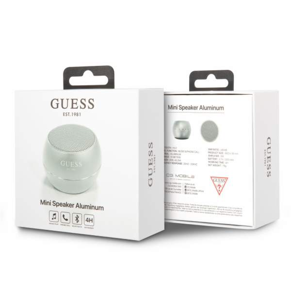 Mini Bluetooth reproduktor Guess 3W 4H stříbrný