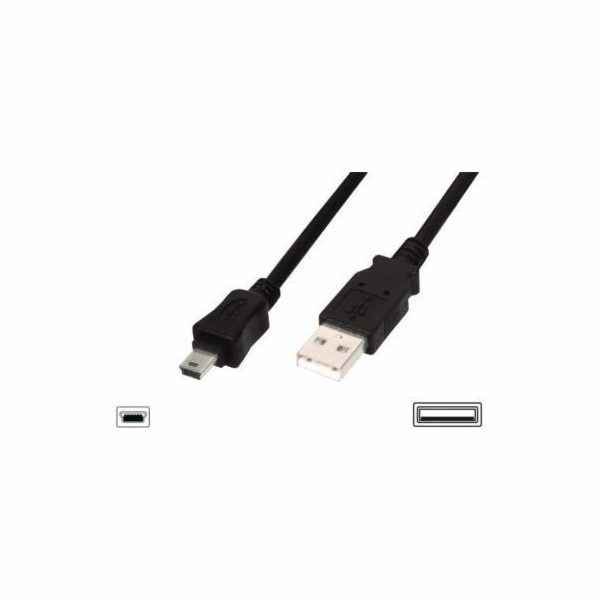 Kabel ASSMANN USB Typ AM, Mini USB M, 3m, černý