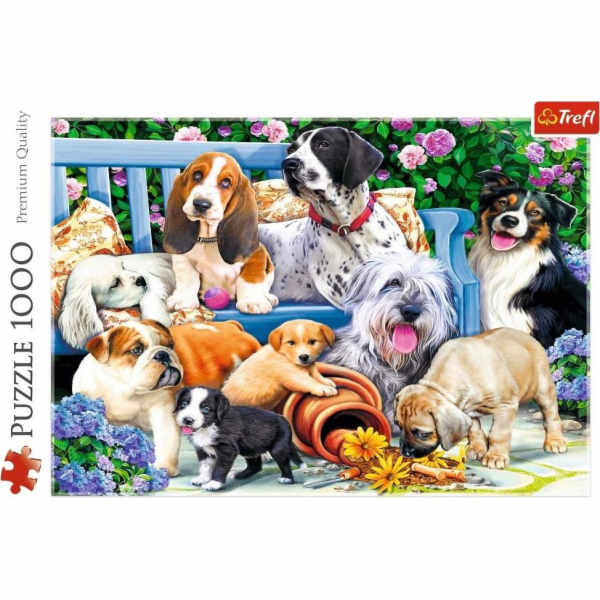 Puzzle 1000 dílků - Psi na zahradě