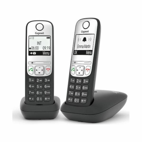 Siemens Gigaset A690 Duo telefon v černé / stříbrné barvě