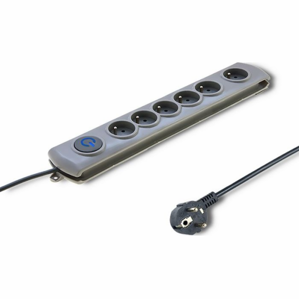 Qoltec Swift prodlužovací kabel, 6 zásuvek, 3 m šedá (50166)