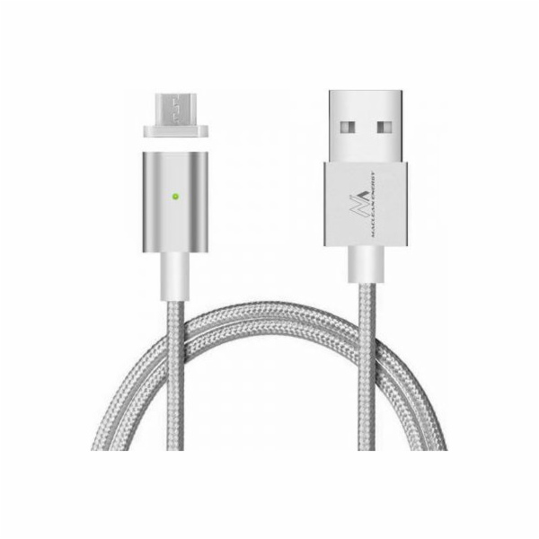 USB kabel Maclean USB A -&gt; Micro USB, stříbrný, 1m (MC...