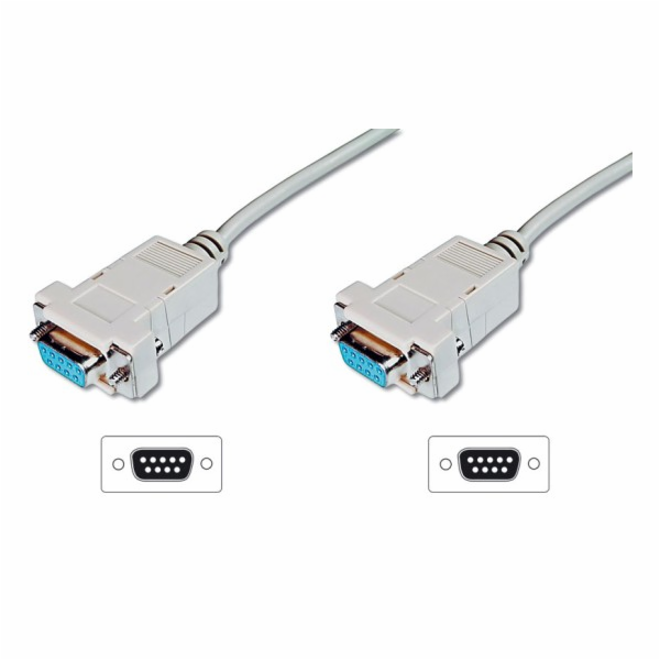 Digitus připojovací kabel nullmodem DB9 F/F 1,8m, béžový