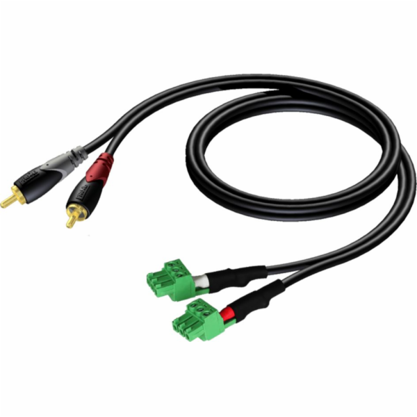 2x RCA / Cinch kabel - 2x Elektrická kostka (3 řádky-3,81...