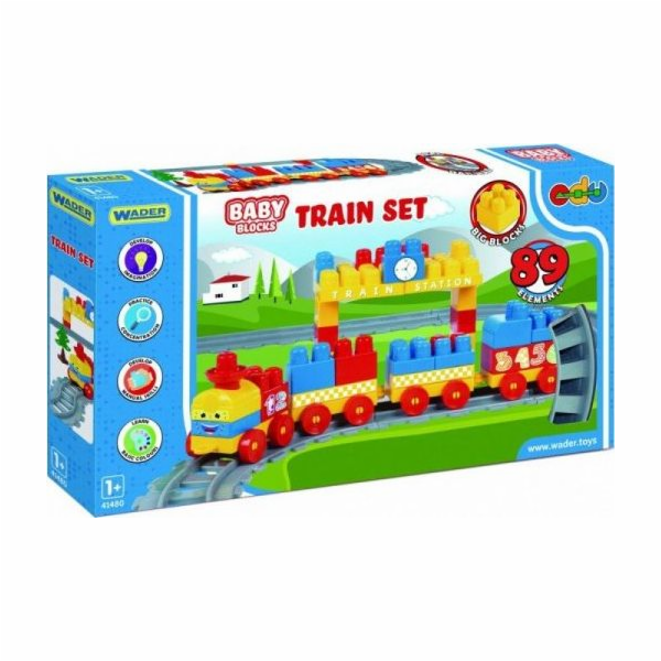 Wader Klocki Baby Blocks Railway 3,35 m 89 prvků