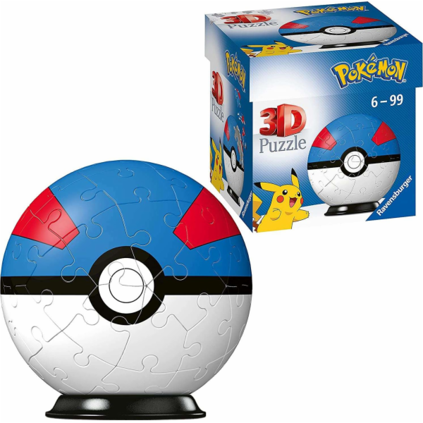 Ravensburger Puzzle 54 elementů 3D koule, modrý Pokémon