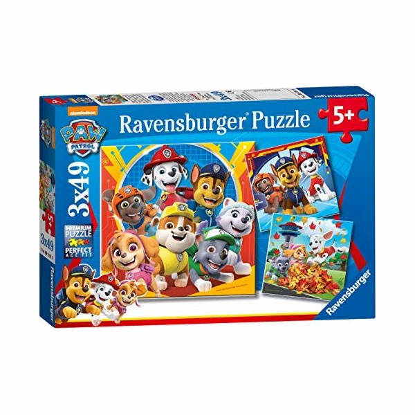 Puzzle 3x49 dílků Tlapková patrola