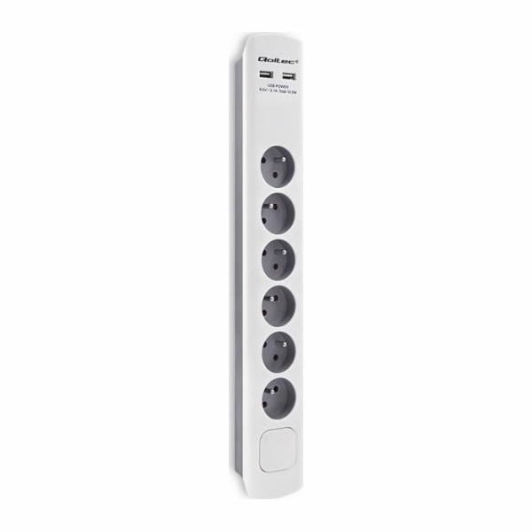 Qoltec 50294 přepěťová ochrana Bílo-šedá 6 AC zásuvky / A...