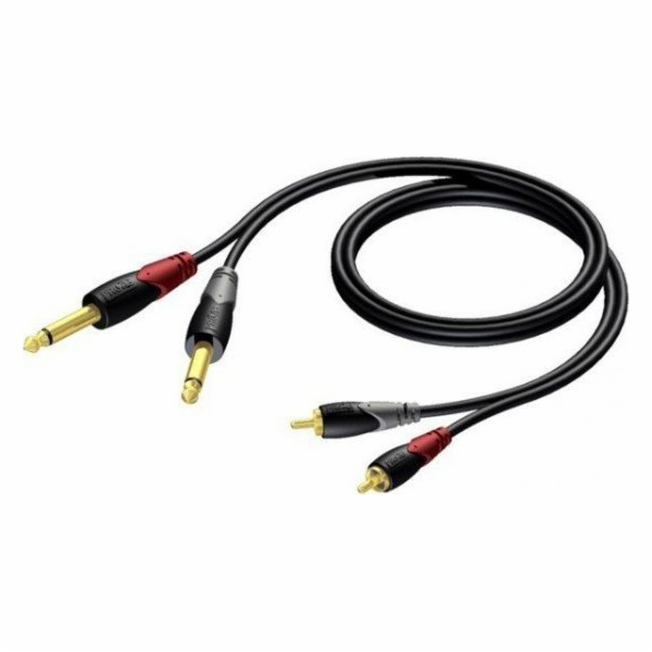 Kabel 2x RCA / Cinch samec - 2x 6,3 mm Mono 3m samec kone...