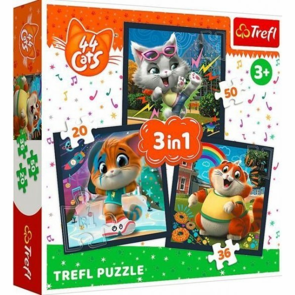 Puzzle 3v1 Seznamte se s roztomilými koťaty 44 koček