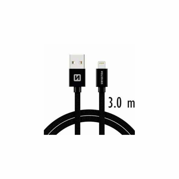 Swissten Datový Kabel Textile Usb / Lightning 3,0 M Černý