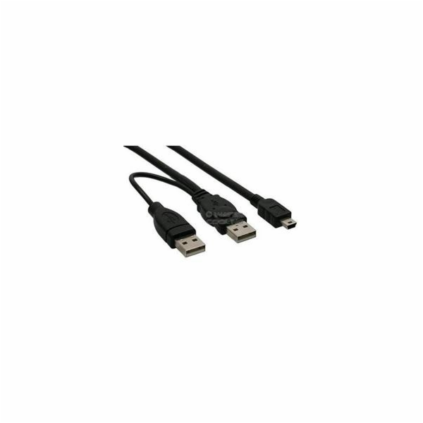 Kabel PremiumCord USB napájecí 2x USB A(M)-miniB(M), 5pin...