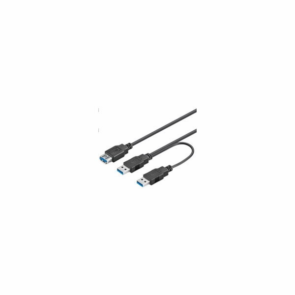 PremiumCord USB 3.0 napájecí Y kabel A/Male + A/Male -- A...
