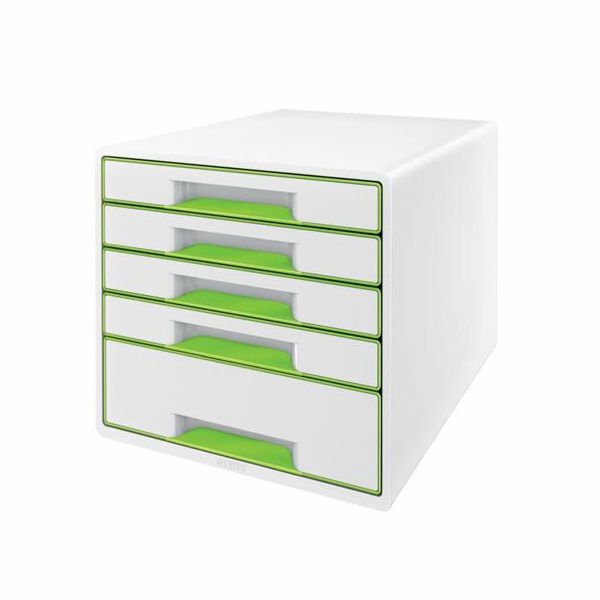 LEITZ Zásuvkový box  WOW CUBE, 5 zásuvek, bílá/zelená