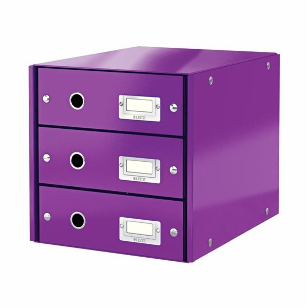 LEITZ Zásuvkový box  Click&Store, 3 zásuvky, purpurová