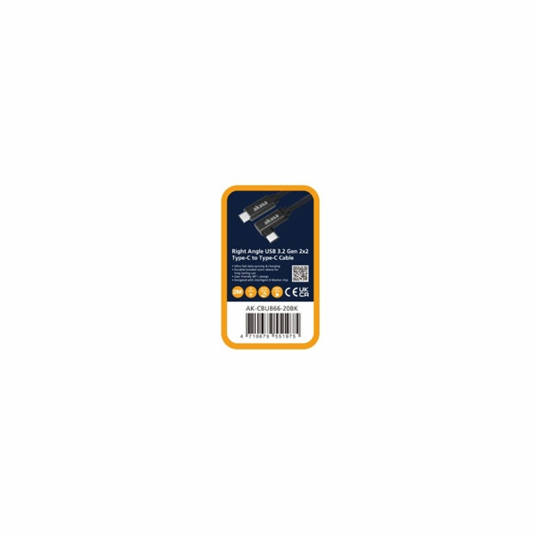 AKASA kabel USB 3.2 Gen2x2 Type-C na C Cable, pravoúhlý, ...