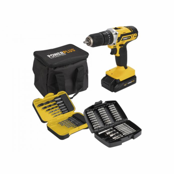 Aku vrtačka Powerplus POWX00840 s příklepem + 53 ks přísl...