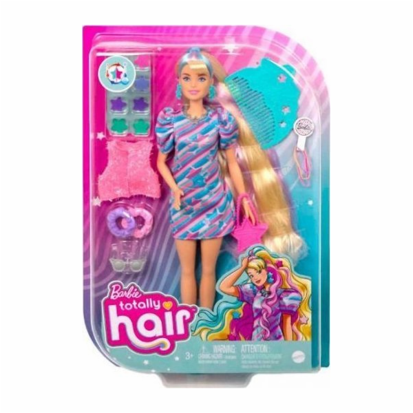 Barbie Totally Hair Puppe (blond) im Sternen-Print Kleid