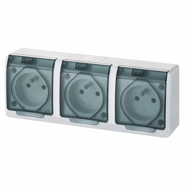 Instalační trojzásuvka Galatea 5323-01 IP44 bílá-transpar...