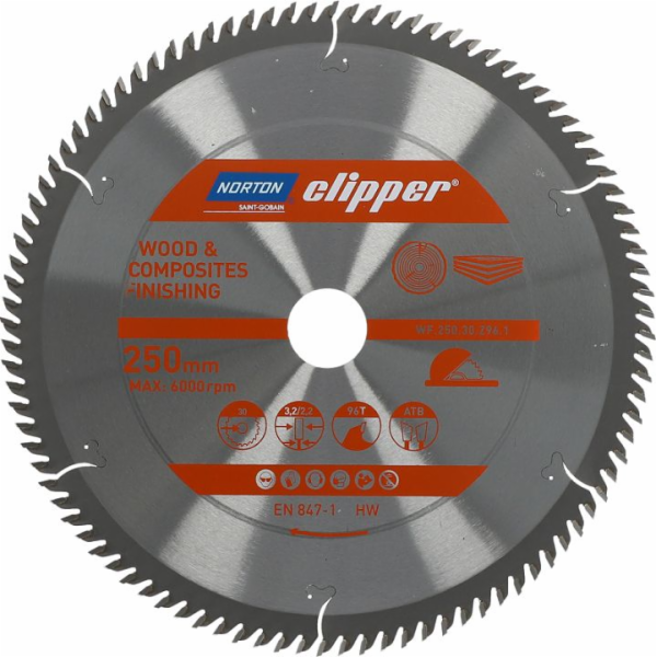 Norton NORTON KRUHOVÁ PILA 250mm x 30mm x 96z ATB NA DŘEV...