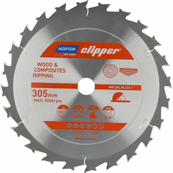 Norton KRUHOVÁ PILA NORTON 305 mm x 30 mm x 24z KOMPOZIT ...
