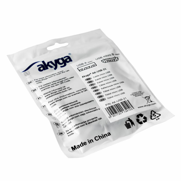 Akyga USB A-MicroB 1.0m/černá  