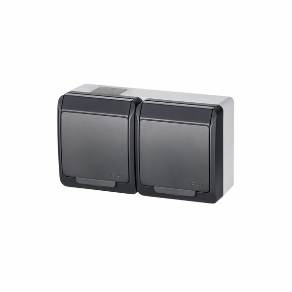 Instalační dvojzásuvka Hermes 0322-07 IP44 antracit