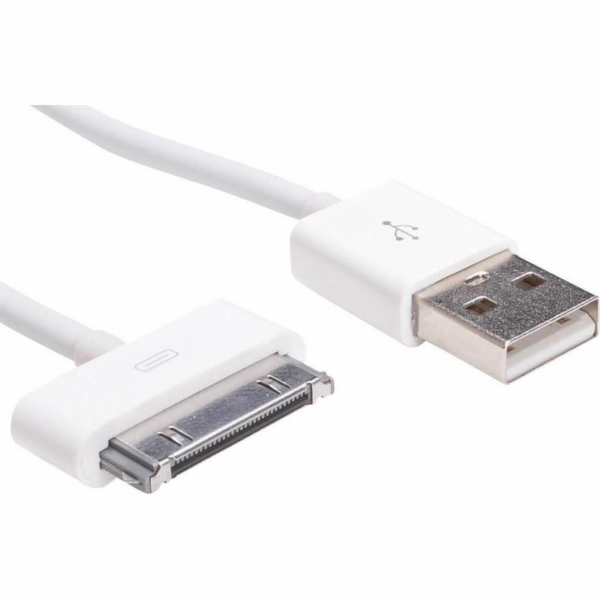 Akyga kabel USB-Apple 30-pin 1.0m/bílá