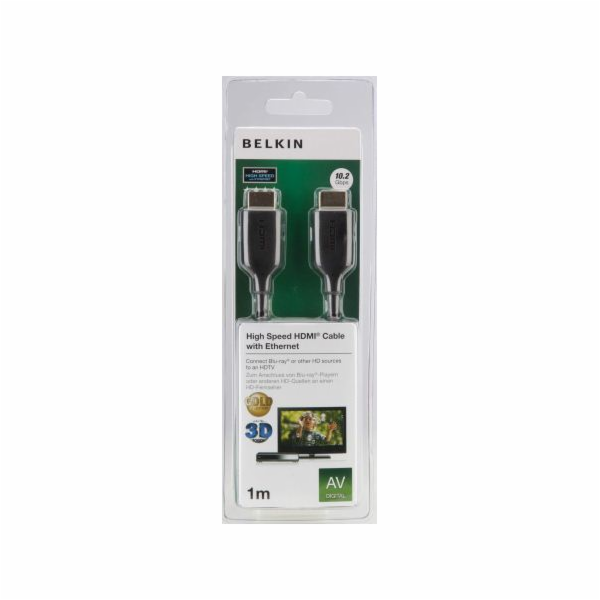 Belkin kabel HDMI HighSpeed 3D s Ethernetem,4K, zlacený - 1m