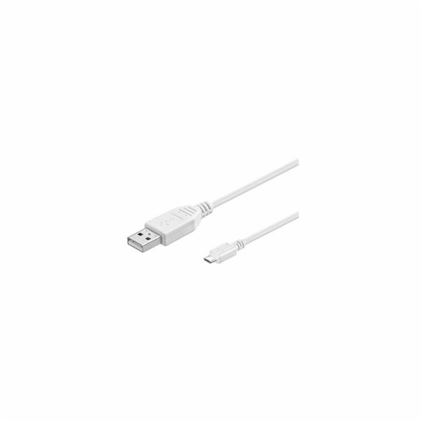 PremiumCord kabel micro USB 2.0, A-B 3m, bílá