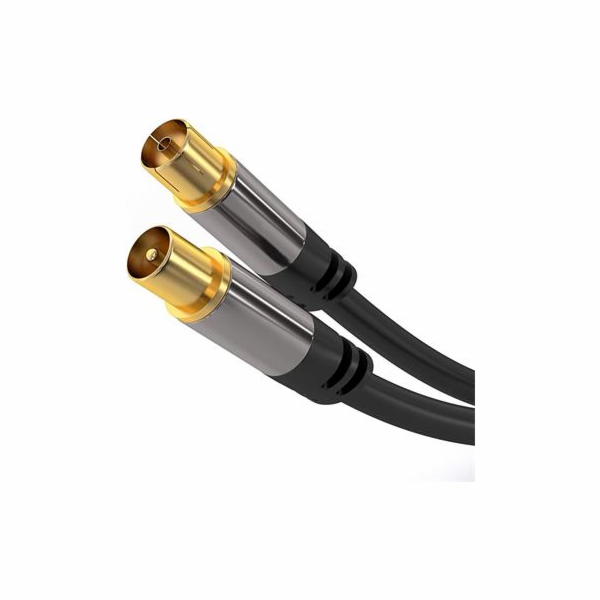 PremiumCord TV antenní HQ propojovací kabel M/F 75Ohm (13...