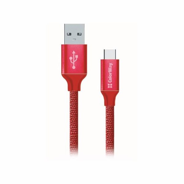 Colorway Datový Kabel Usb /USB-C/ 1m/ 2.1A/ Červený