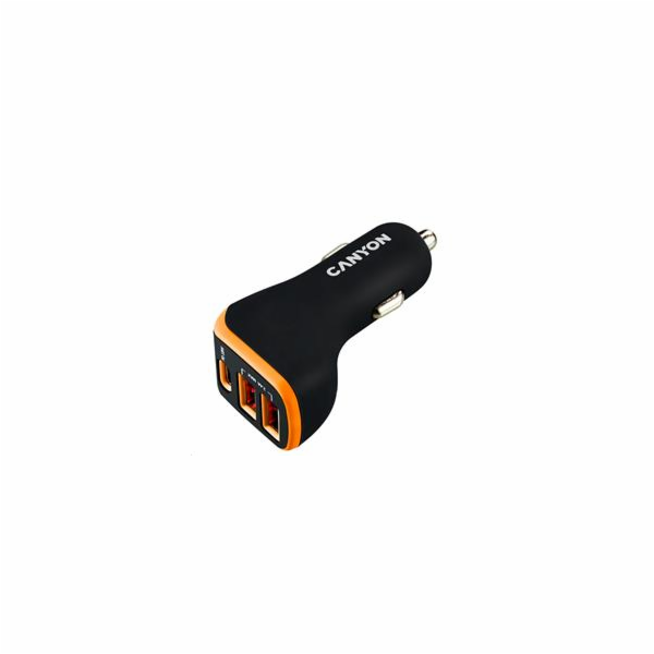 CANYON auto nabíječka C-08, 1xUSB-C (PD 18W) + 2xUSB-A, v...