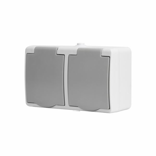 Solight dvojzásuvka do vlhka IP54, šedá