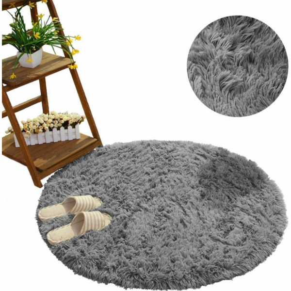 Strado Kulatý koberec Shaggy Strado 80x80 SilverFur (Ligh...