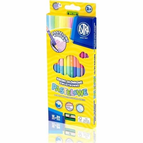 Astra Oboustranné trojhranné tužky pastel 12 = 24 ASTRA