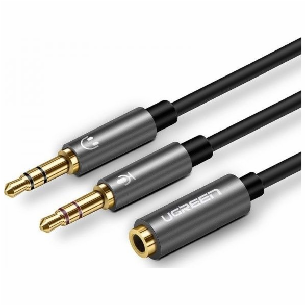 AV adaptér Ugreen Jack 3,5 mm - Jack 3,5 mm x 2 šedý (UGR...